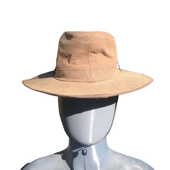 Henschel Suede Sun Hat with Chin Strap Brown Size Unisex Size Medium - Picture 1 of 9